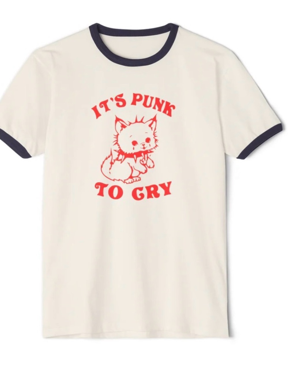 Cute cat ringer tee, it’s punk to cry shirt, unisex size t-shirt